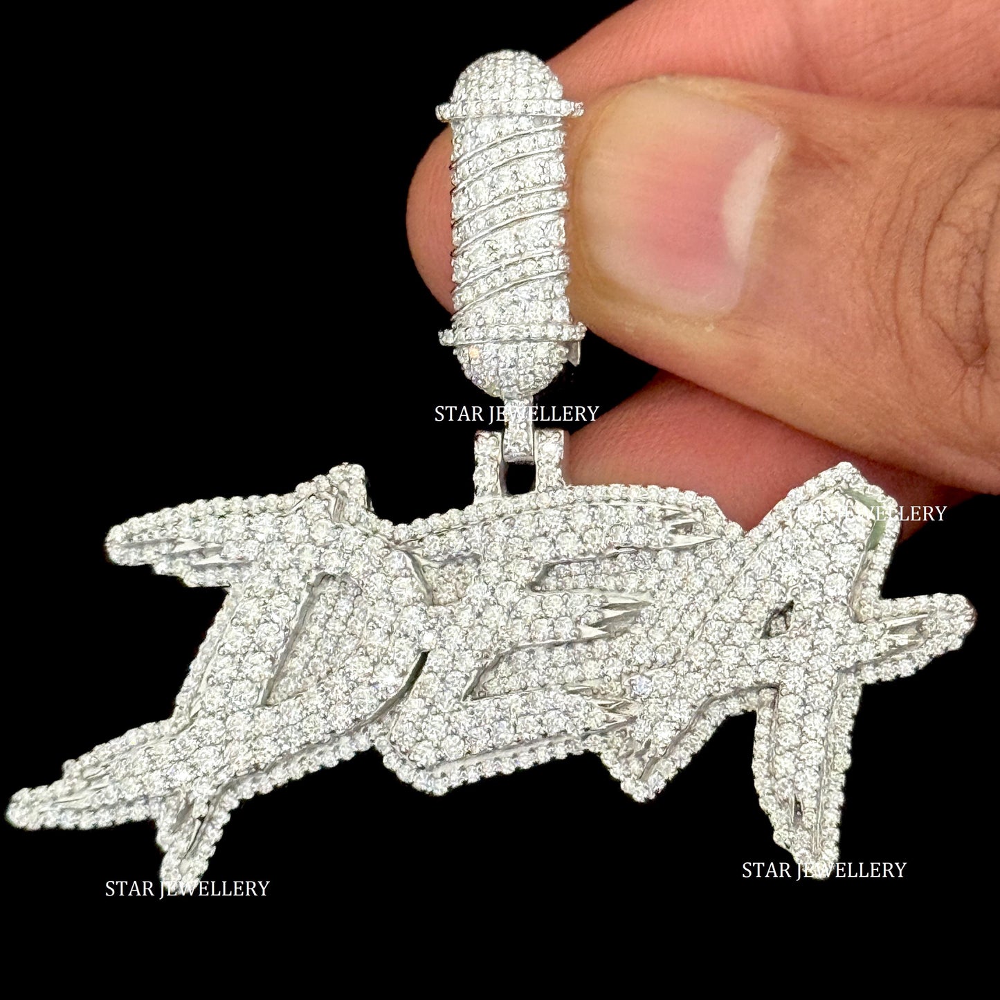 VVS Moissanite Custom Letter Pendant with Barber Bail