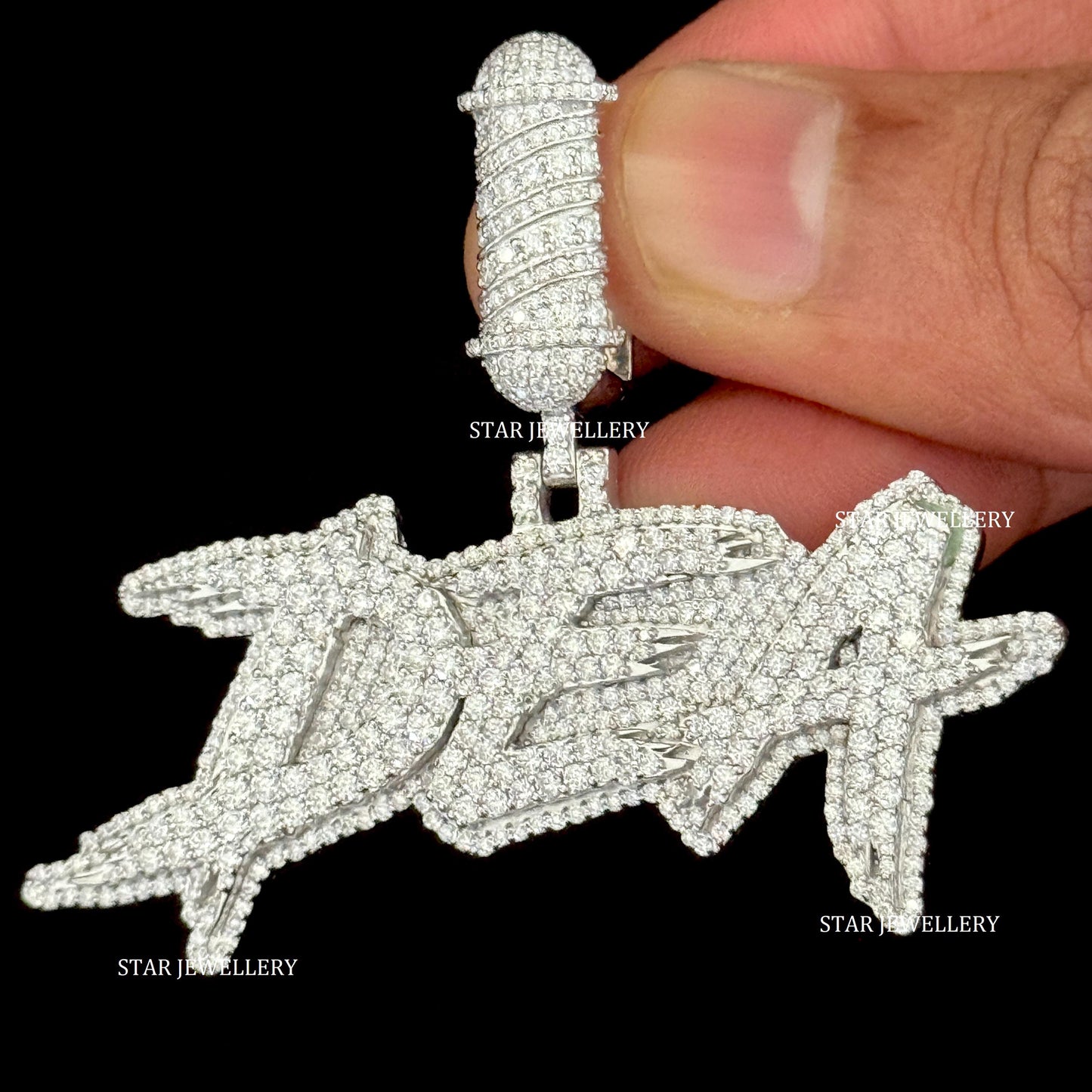 VVS Moissanite Custom Letter Pendant with Barber Bail