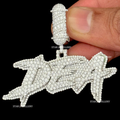 VVS Moissanite Custom Letter Pendant with Barber Bail