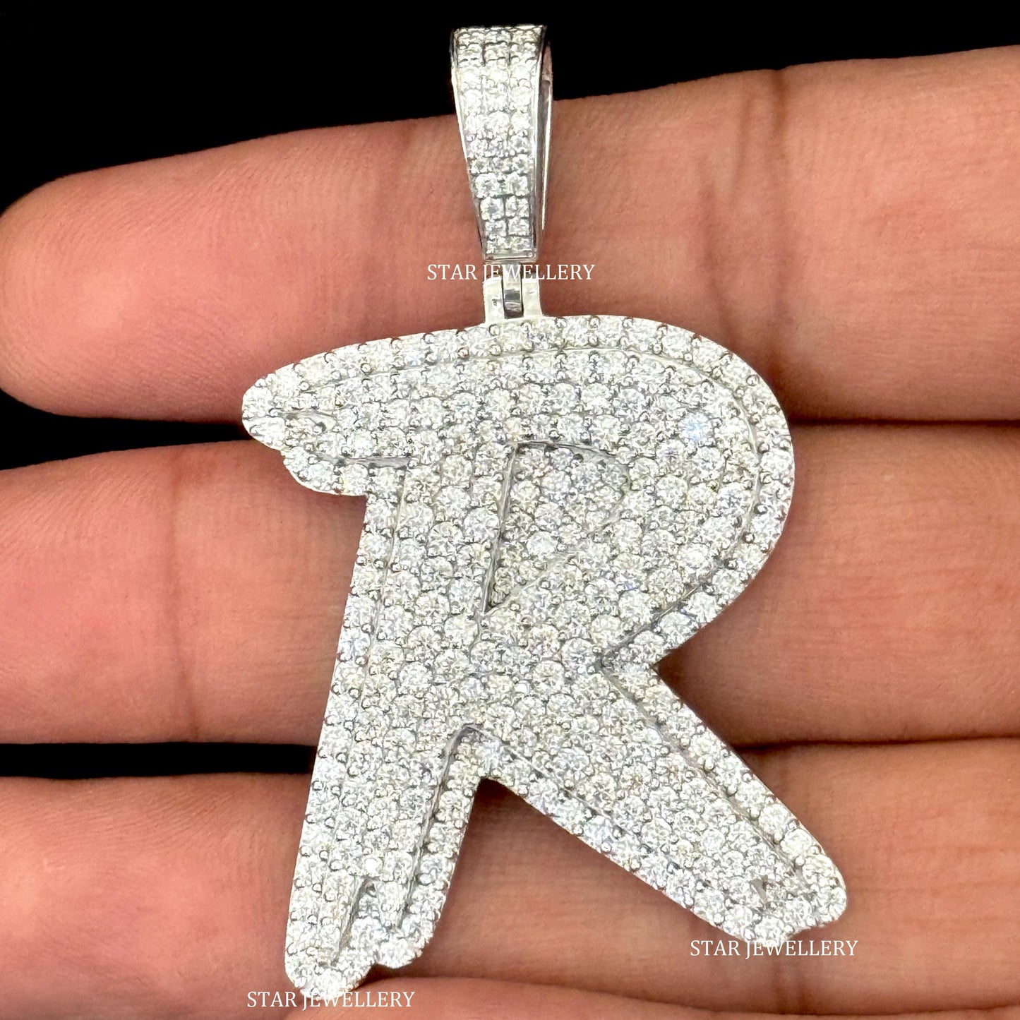 925 Sterling Silver Custom Moissanite Initial Pendant