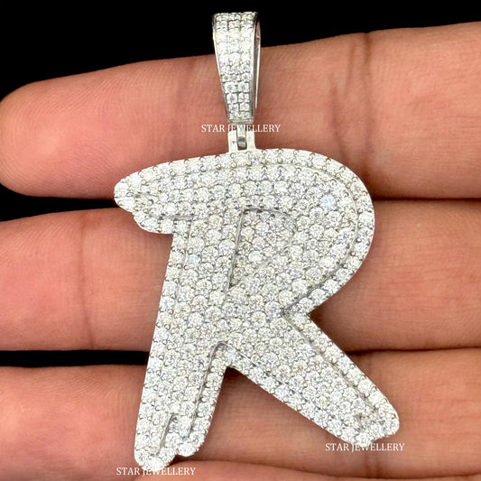 925 Sterling Silver Custom Moissanite Initial Pendant