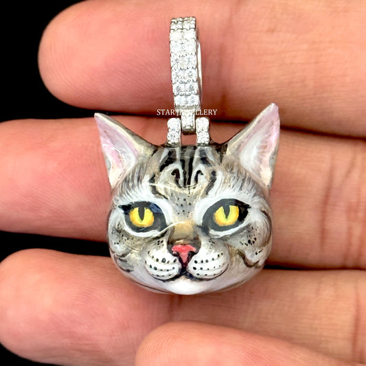 3D Enamel CAT Pendant for Gift, 925 Sterling Silver Cat Pendant