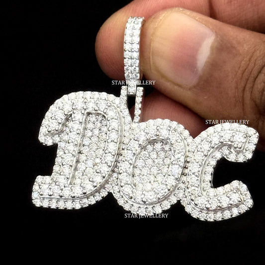Custom Letter Name VVS Moissanite Icedout Pendant