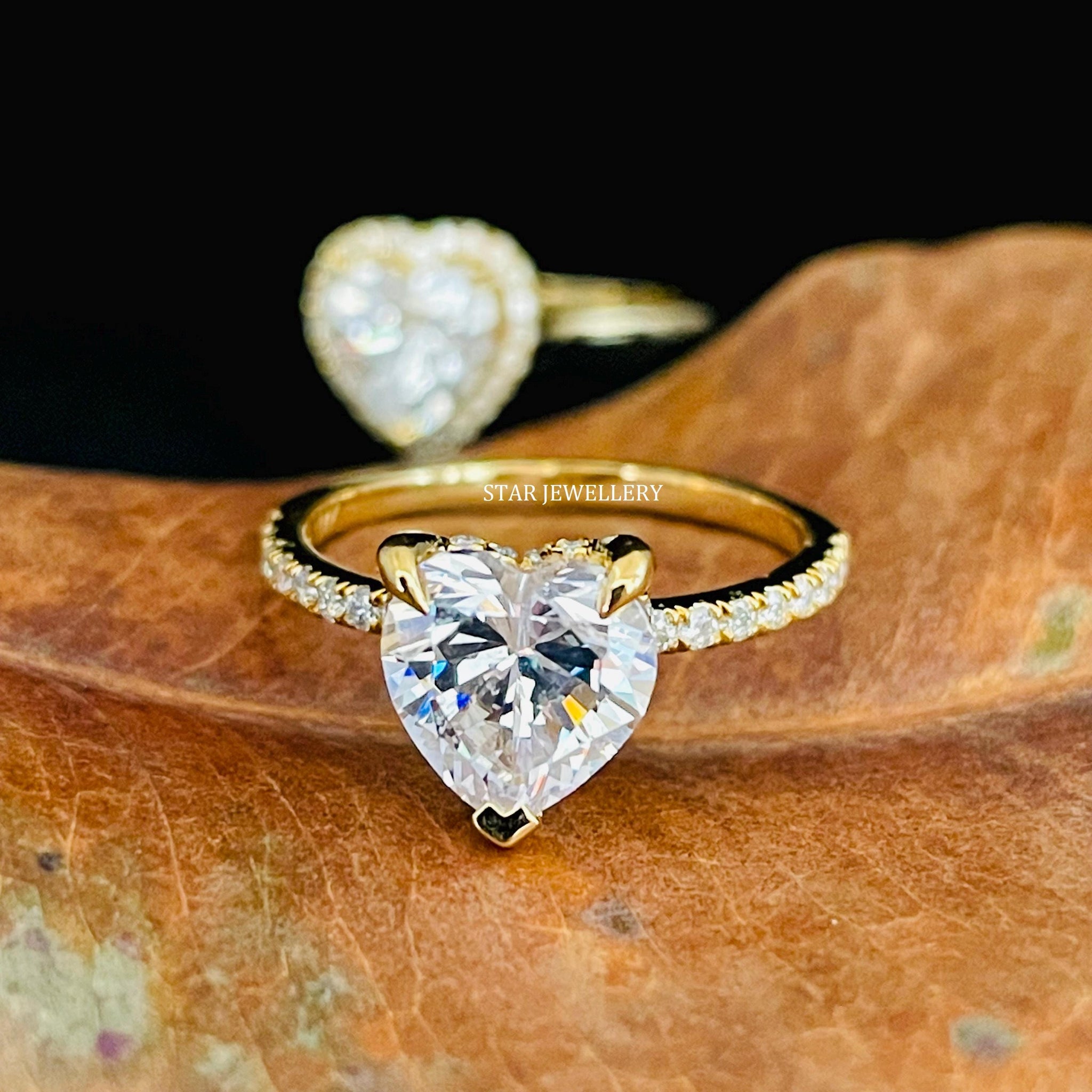IGI Certified 1.0 - 2.0 Ct Heart Cut Hidden Halo Lab Grown Ring