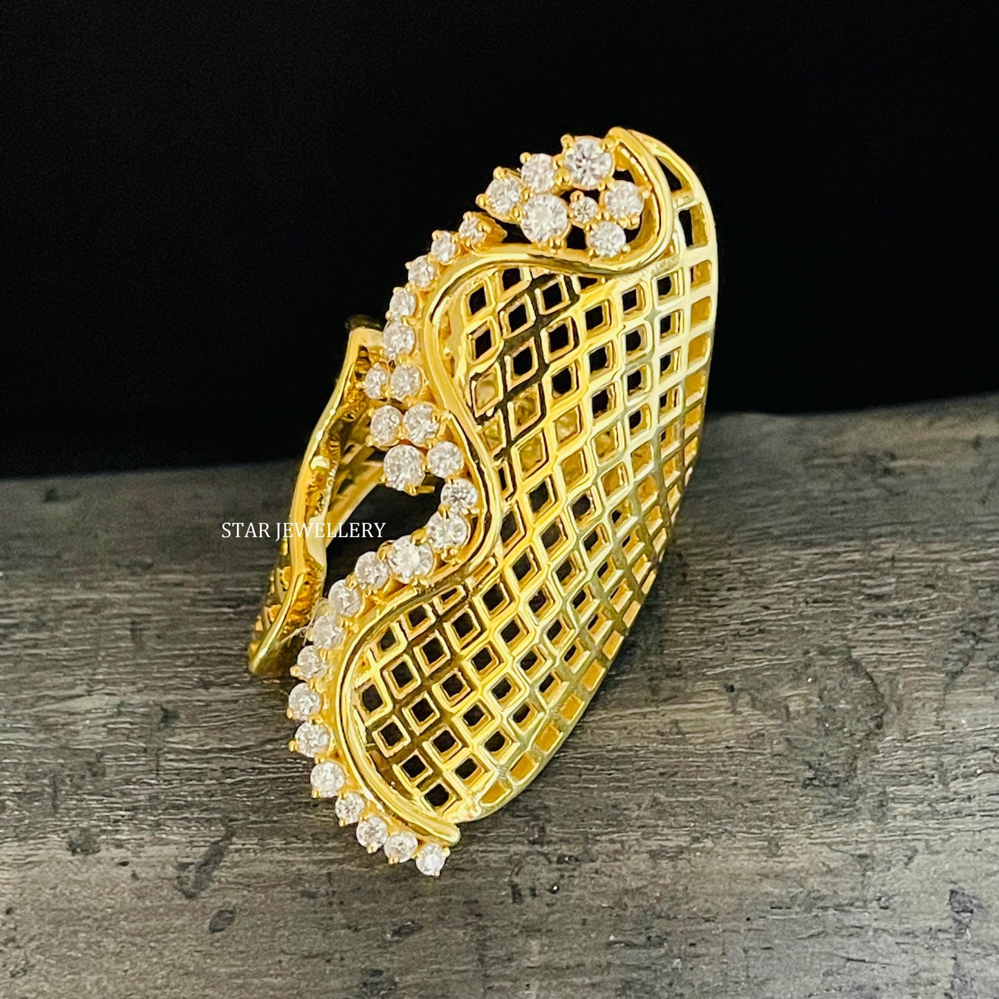 14K Solid Gold Unique Designer Natural Diamond Ring