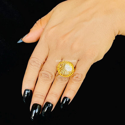 14K Solid Gold Unique Designer Bird Nest Diamond Ring