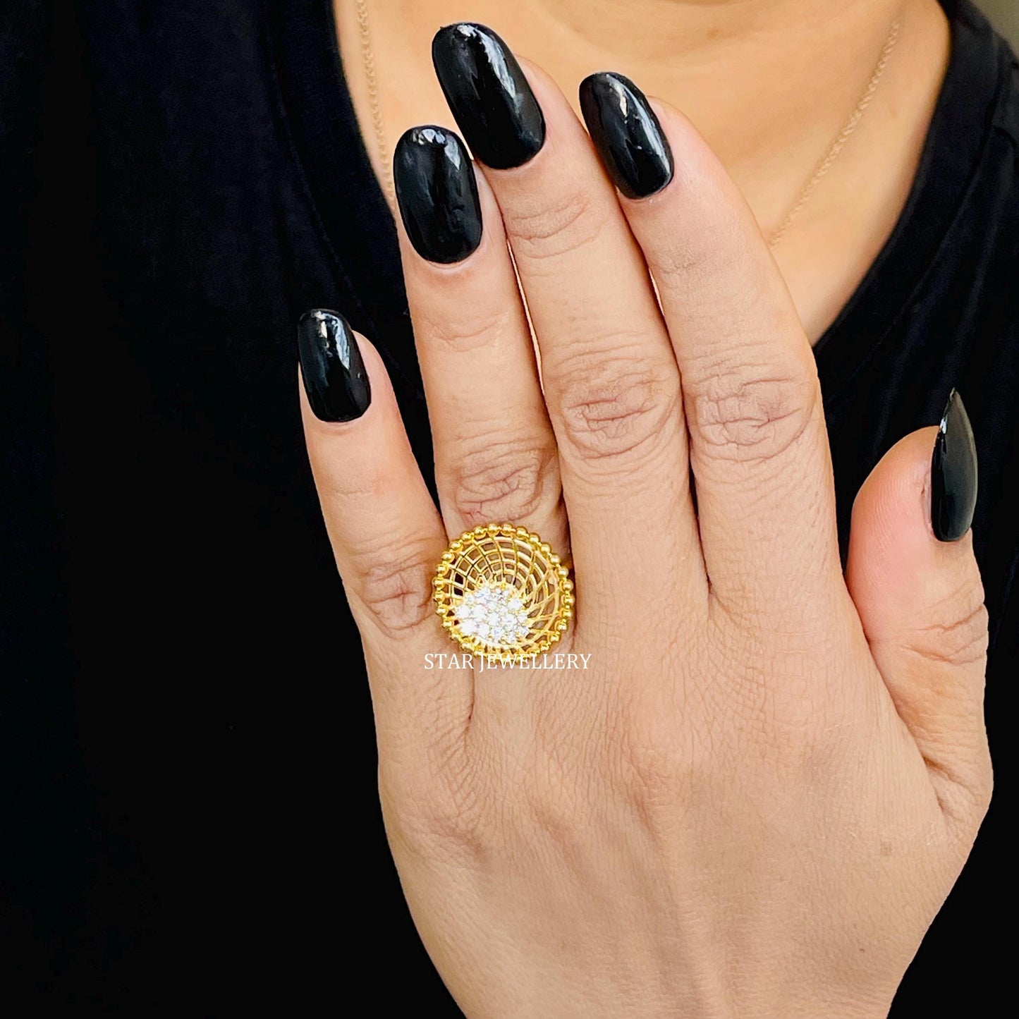 14K Solid Gold Unique Designer Bird Nest Diamond Ring