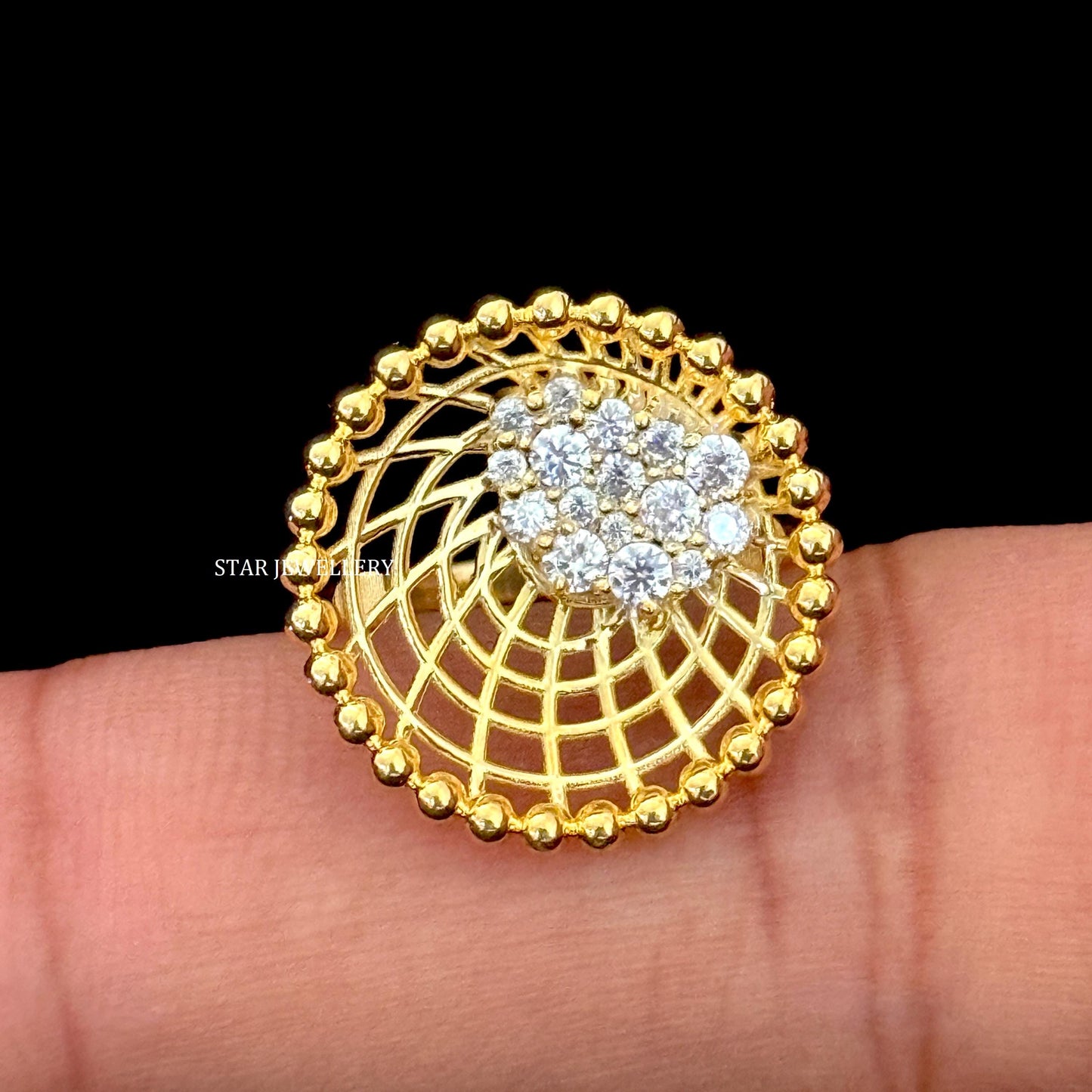 14K Solid Gold Unique Designer Bird Nest Diamond Ring