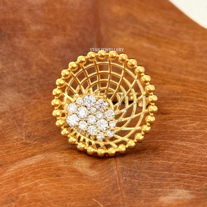 14K Solid Gold Unique Designer Bird Nest Diamond Ring