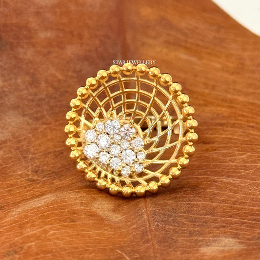 14K Solid Gold Unique Designer Bird Nest Diamond Ring