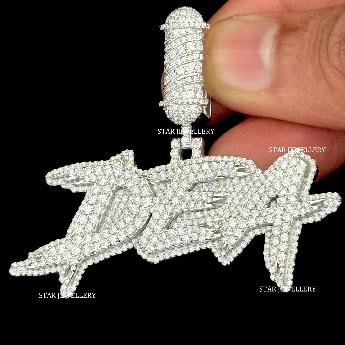 VVS Moissanite Custom Letter Pendant with Barber Bail