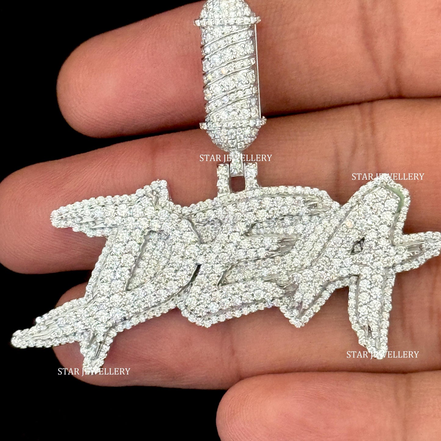 VVS Moissanite Custom Letter Pendant with Barber Bail