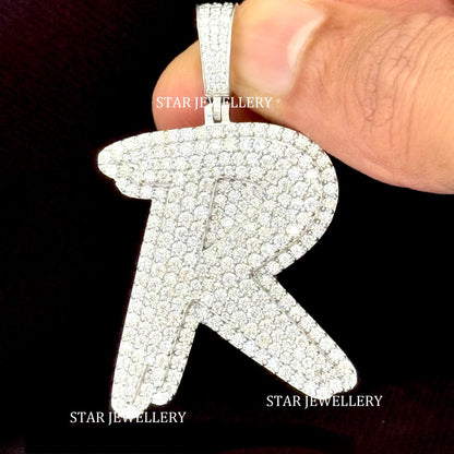 925 Sterling Silver Custom Moissanite Initial Pendant