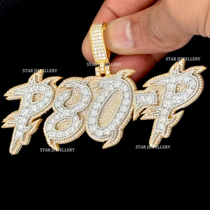 Custom Letter Name VVS Moissanite Icedout Pendant