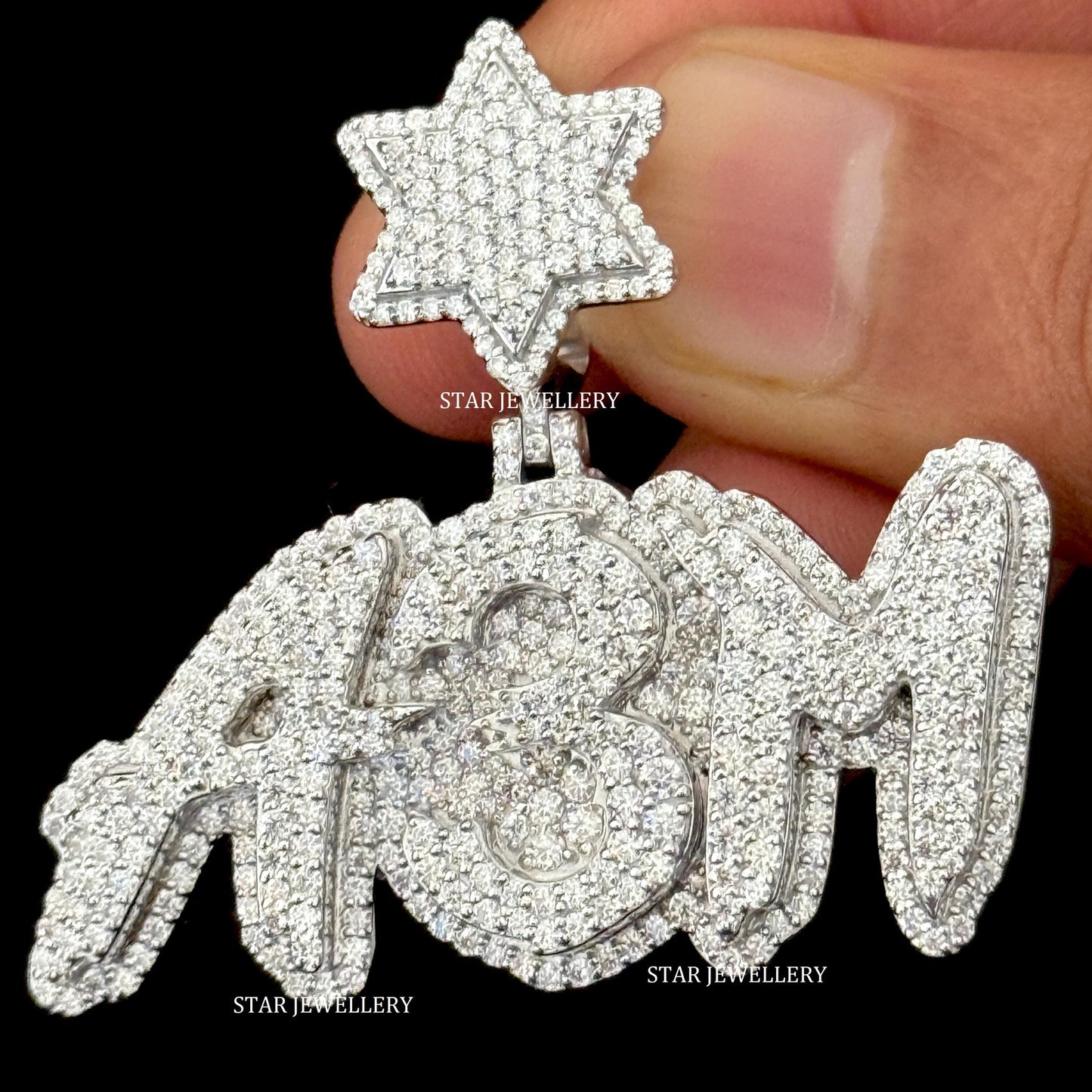 VVS Moissanite Custom Letter Pendant with Star Bail