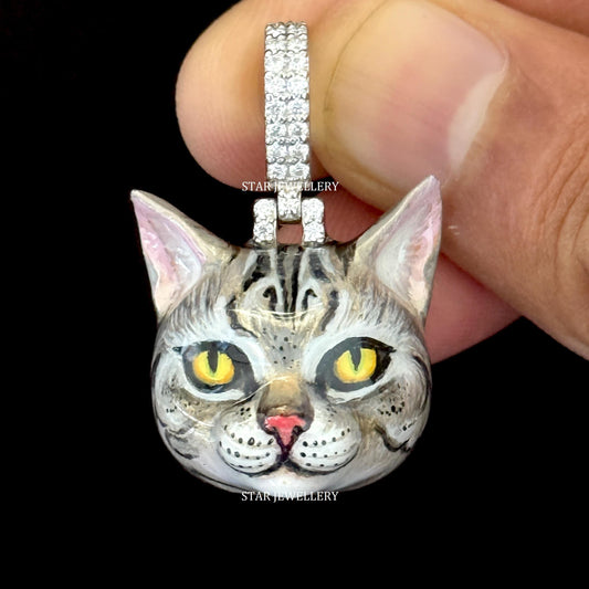 3D Enamel CAT Pendant for Gift, 925 Sterling Silver Cat Pendant