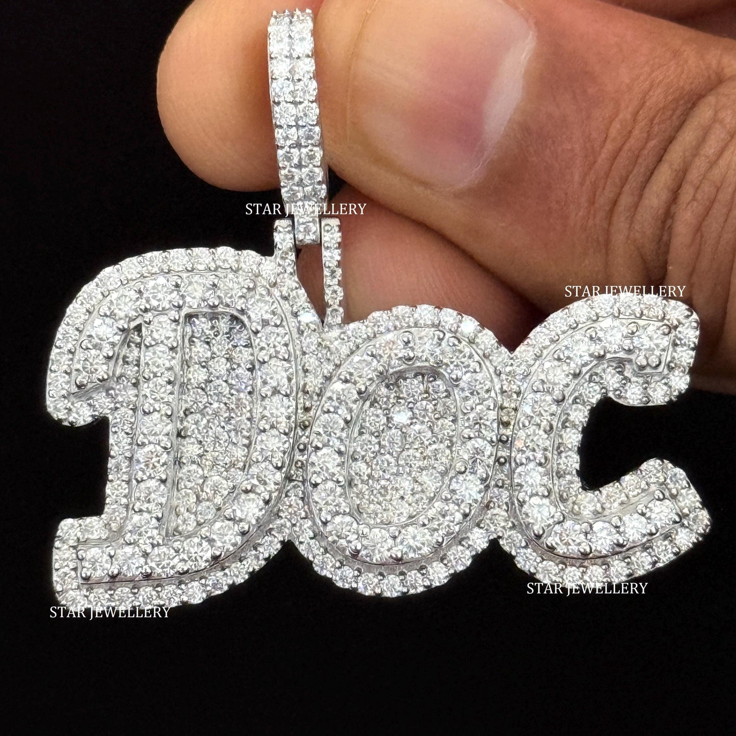 Custom Letter Name VVS Moissanite Icedout Pendant