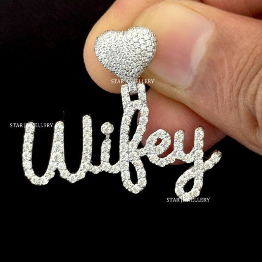 VVS Moissanite Iced out Custom Wifey Pendant