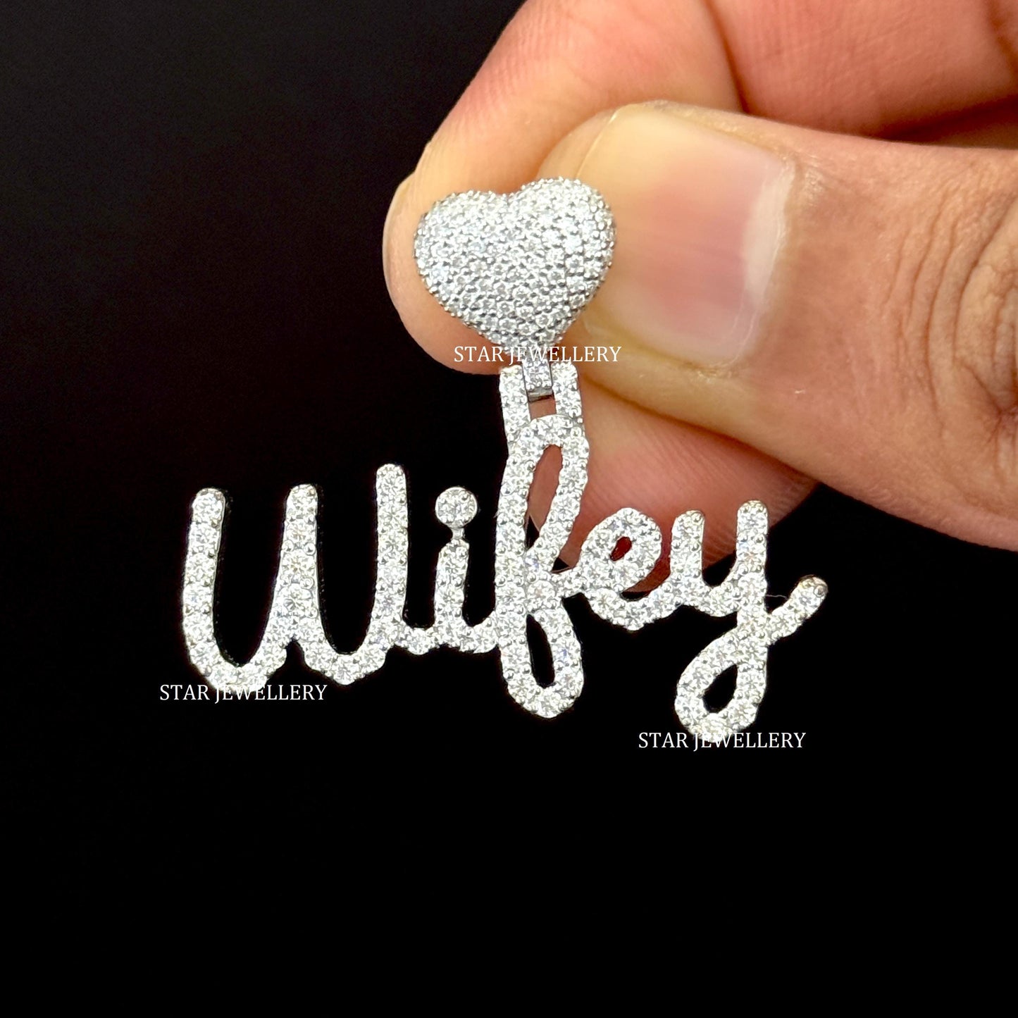 VVS Moissanite Iced out Custom Wifey Pendant