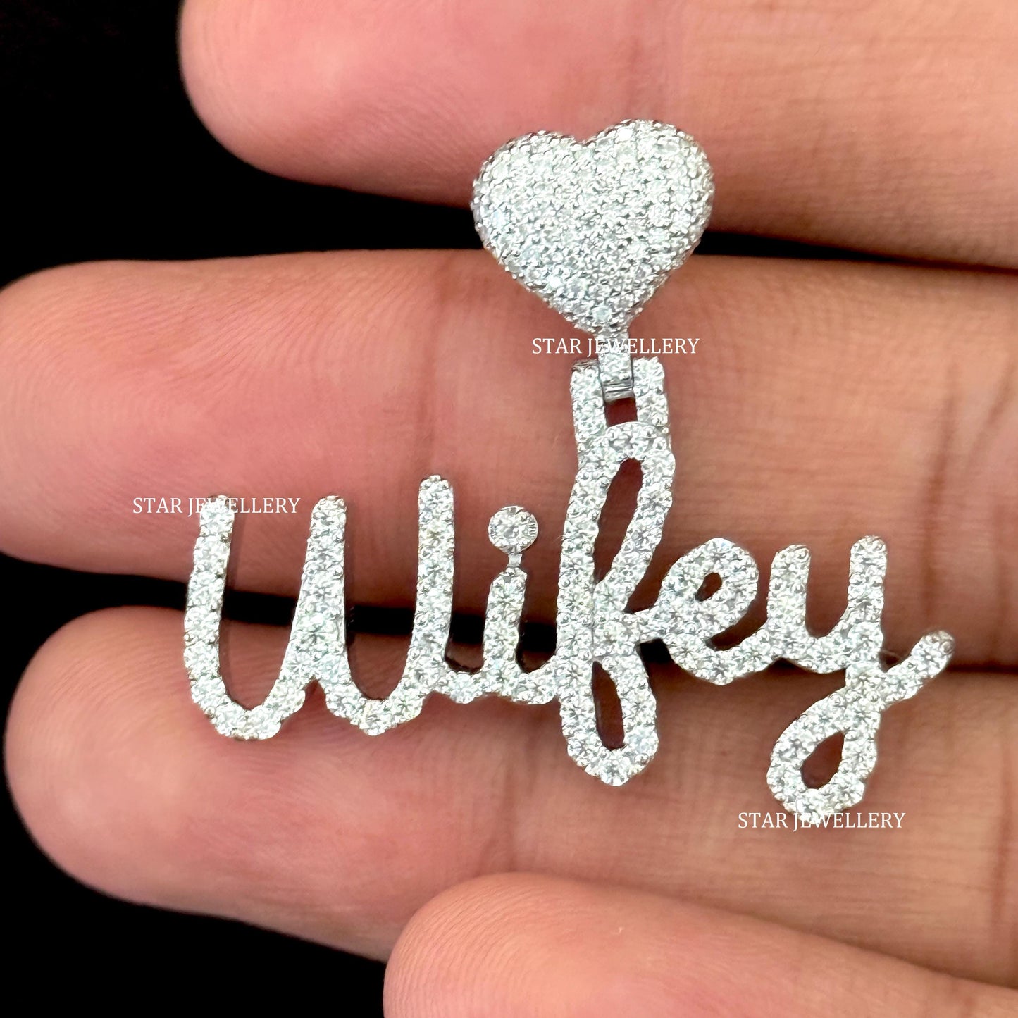 VVS Moissanite Iced out Custom Wifey Pendant