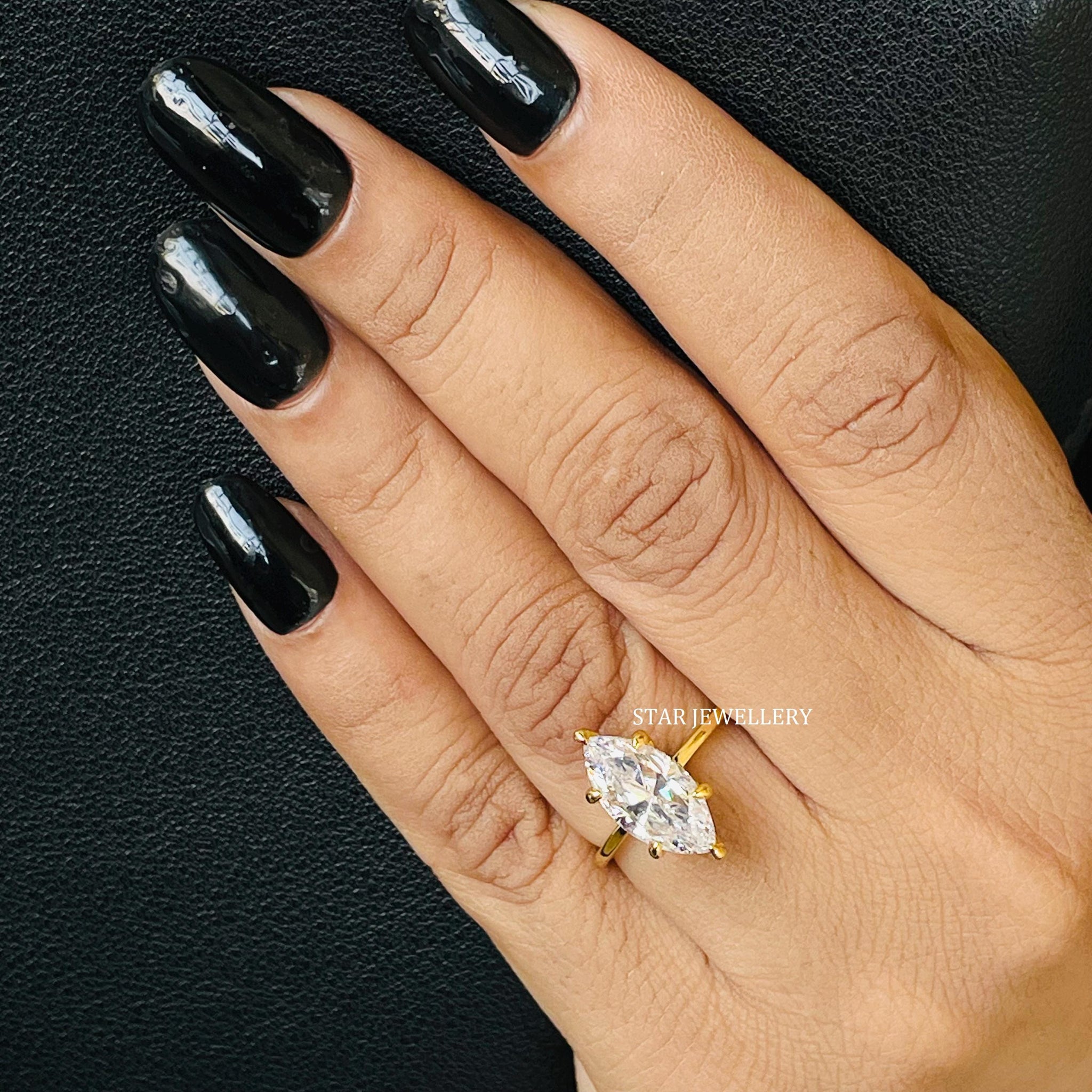 IGI Certified Marquise Cut Lab Diamond Hidden Halo Engagement Ring