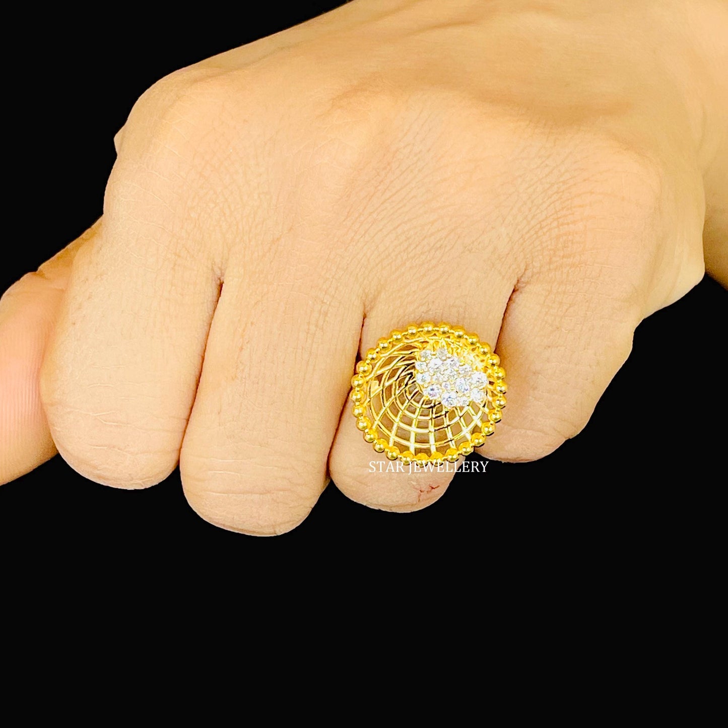 14K Solid Gold Unique Designer Bird Nest Diamond Ring