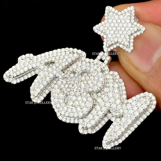 VVS Moissanite Custom Letter Pendant with Star Bail