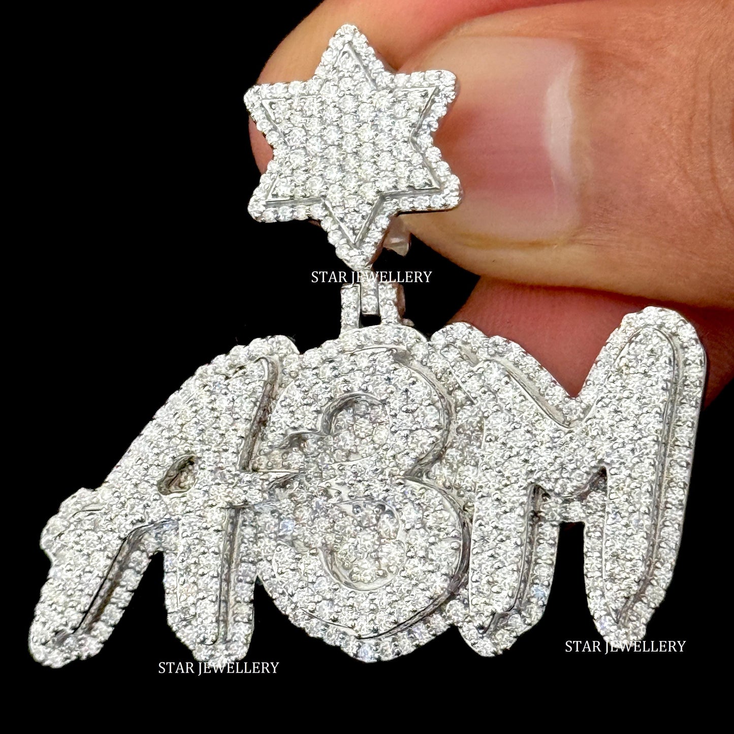 VVS Moissanite Custom Letter Pendant with Star Bail