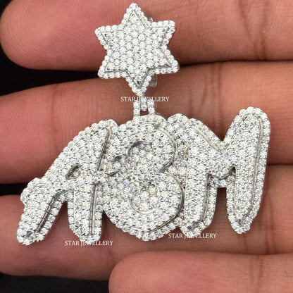VVS Moissanite Custom Letter Pendant with Star Bail