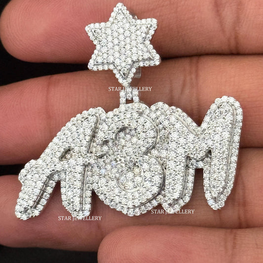 VVS Moissanite Custom Letter Pendant with Star Bail