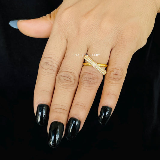 Cris Cross Overlap Solid Gold Wedding Band Ring
