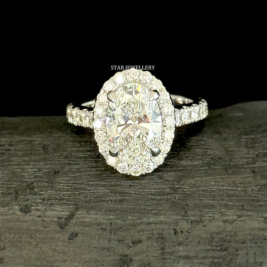 3.00 Ct IGI Certified Oval Cut White Gold lab Grown Diamond Engagement Ring