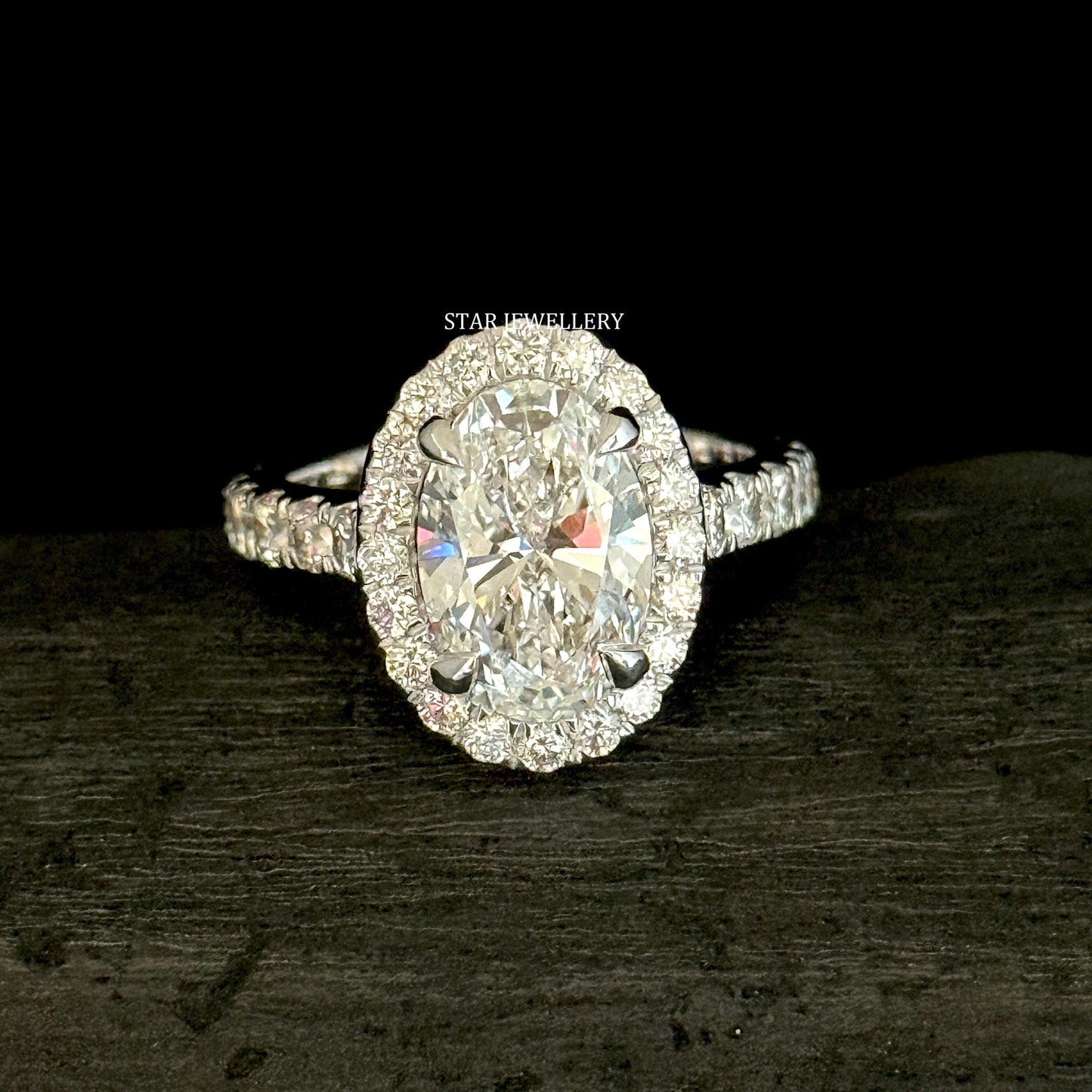 3.00 Ct IGI Certified Oval Cut White Gold lab Grown Diamond Engagement Ring