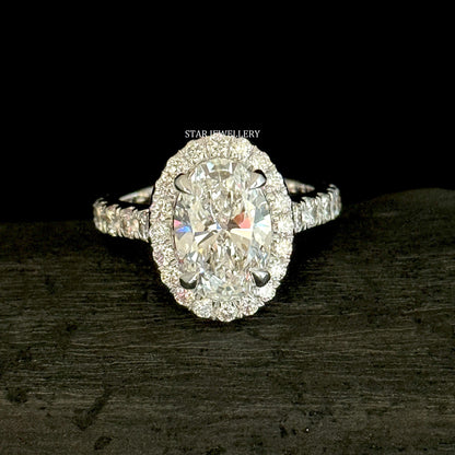 3.00 Ct IGI Certified Oval Cut White Gold lab Grown Diamond Engagement Ring