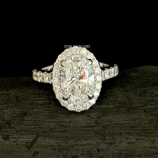 3.00 Ct IGI Certified Oval Cut White Gold lab Grown Diamond Engagement Ring