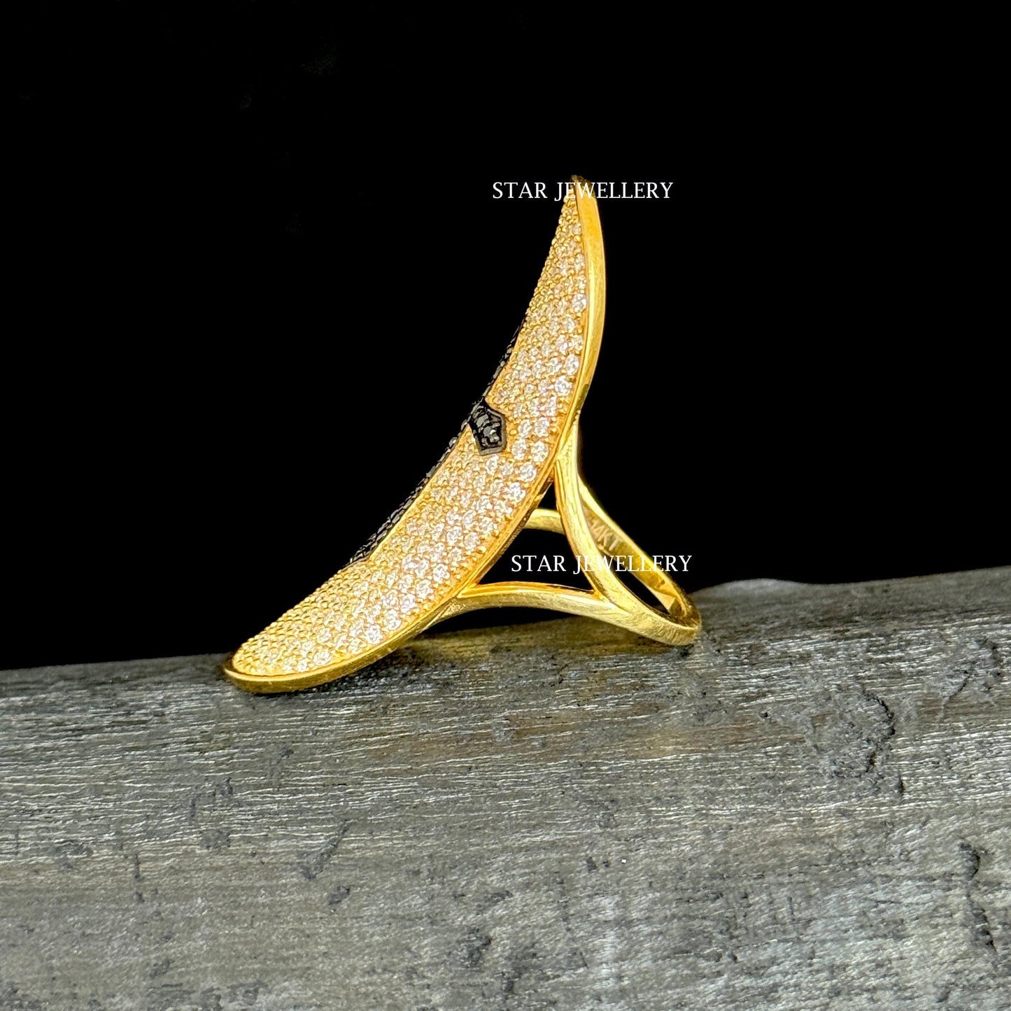 14K Solid Gold Pave Set Diamond Unique Designer Cross Ring