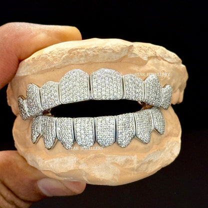 VVS Moissanite Perm Cut Grillz: 925 Sterling Silver