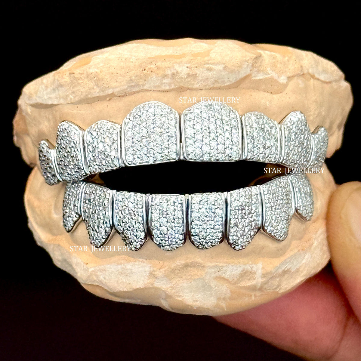 VVS Moissanite Perm Cut Grillz: 925 Sterling Silver