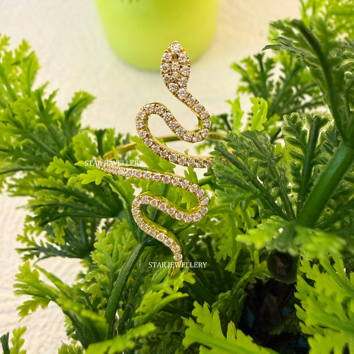 14K Solid Gold Diamond Snake Ring