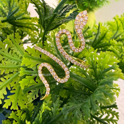 14K Solid Gold Diamond Snake Ring