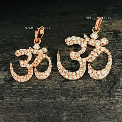 10K Solid Gold OM Pendant with Natural or Lab Grown Diamonds
