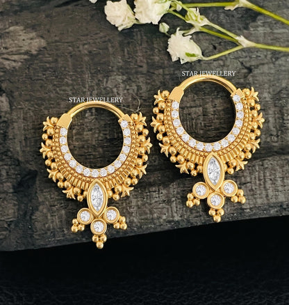 14K Gold Marquise Cut Diamond Bridal Septum Clicker