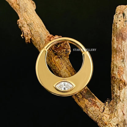 14K Solid Gold Marquise Diamond Septum Clicker