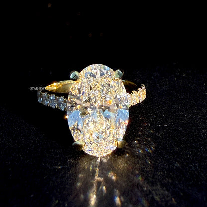 5 Ct Oval D VS 1 Lab Diamond Engagement Ring
