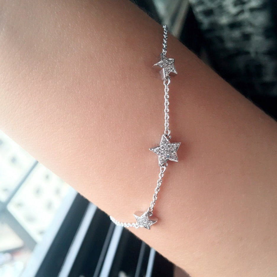 Bracelet STAR en diamant naturel, bracelet à breloques en or, bracelet de tennis, bracelet de la série STAR, cadeau pour maman, cadeau pour maman, vente de la fête des mères