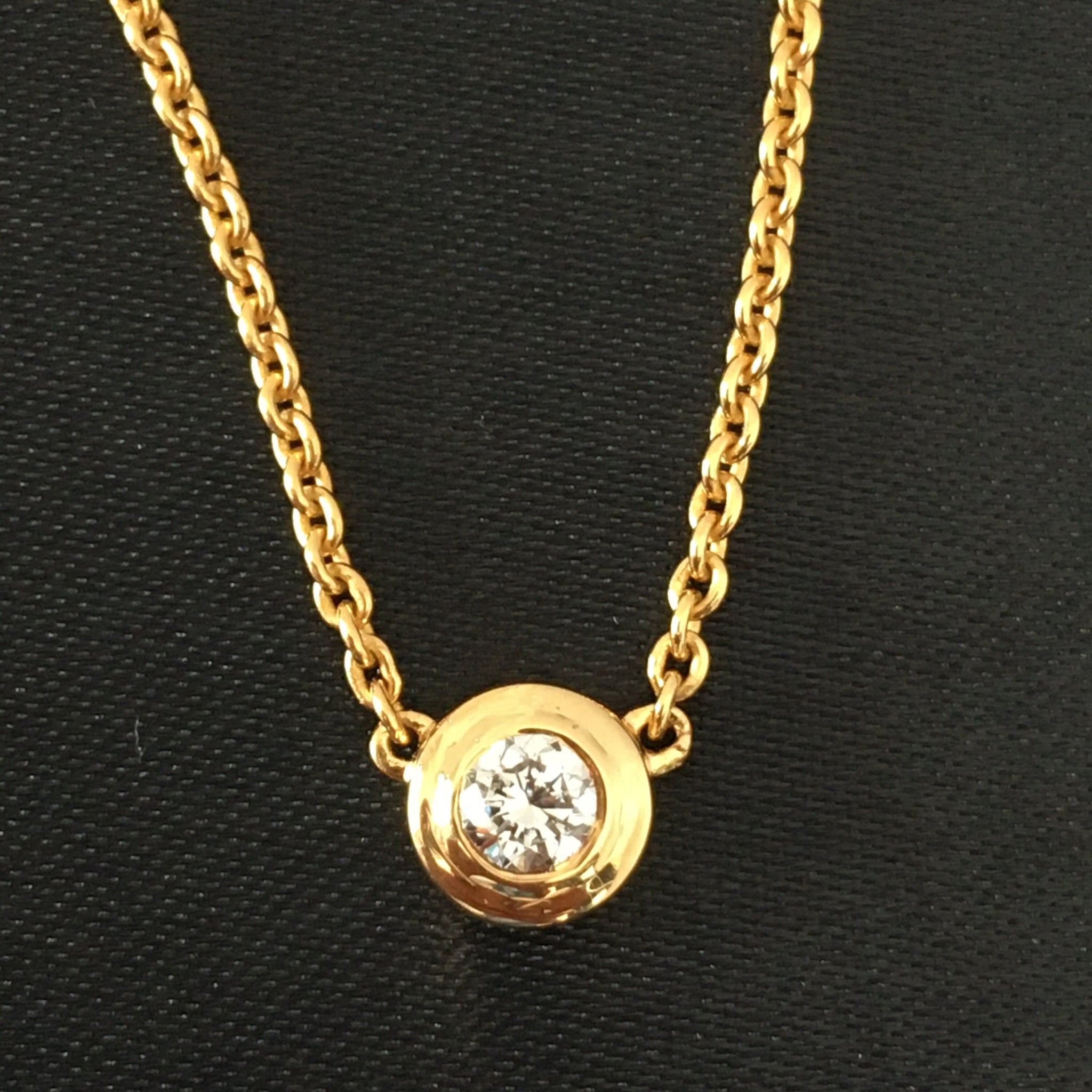 14k Gold Diamond Solitaire Necklace / Lunette Réglage Solitaire Minimalist Necklace / Delicate Diamond Necklace /Diamond Choker / Gift for Mom