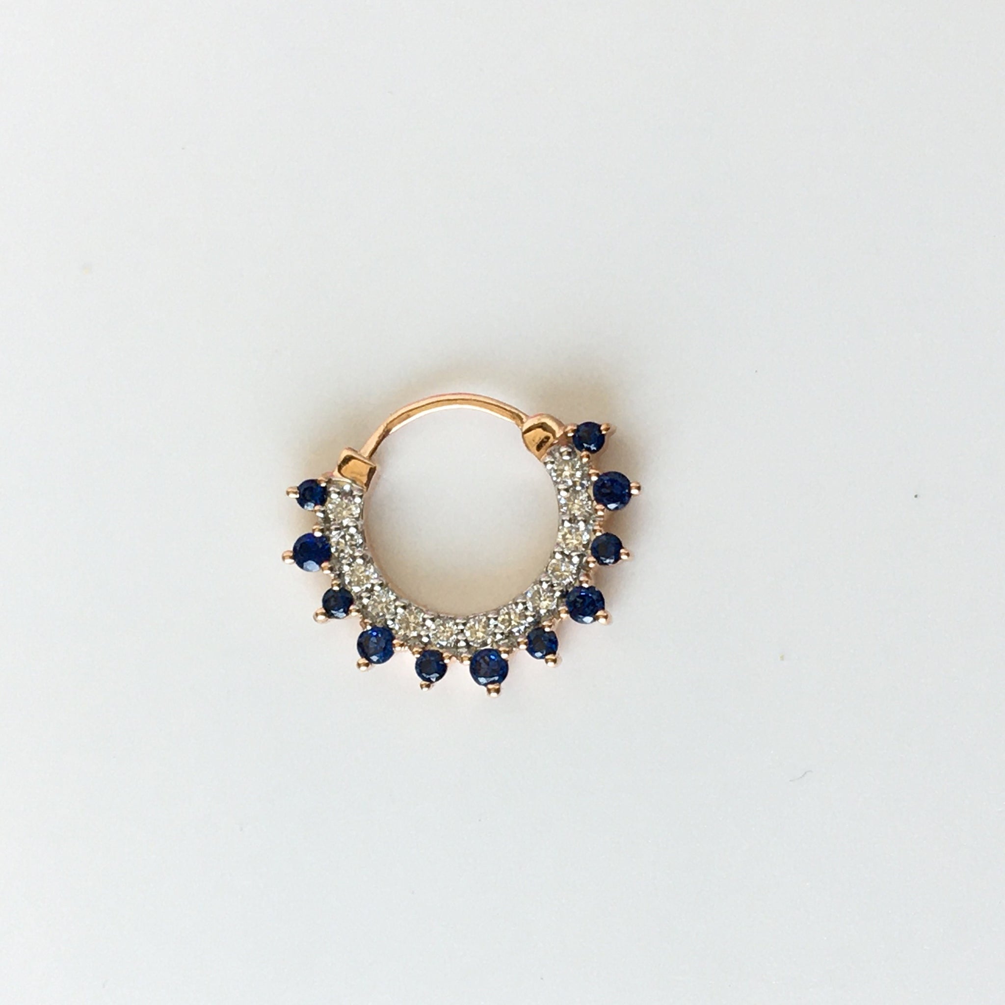 Septum Nose Ring in 14K Gold with Sapphire Stone