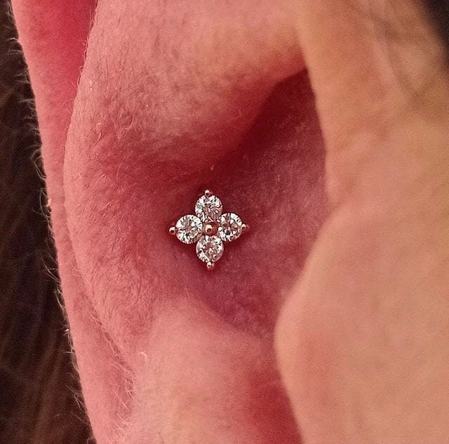 4 Stone Genuine Diamond Stud Earring