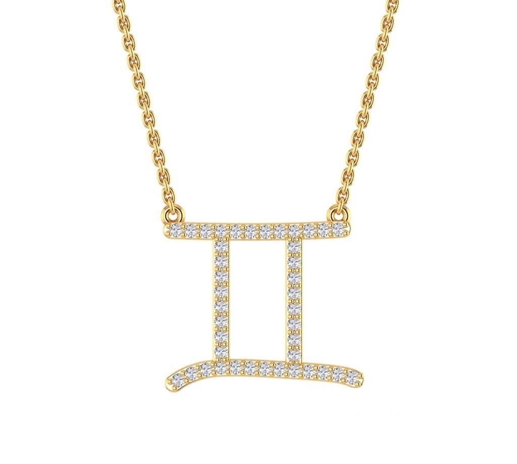 Gemini Zodiac Sign Diamond Necklace