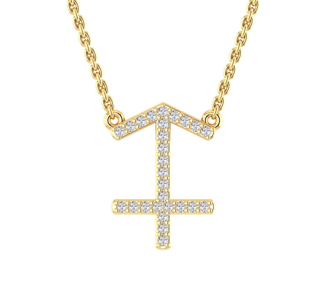 Sagittarius Solid Gold Zodiac Diamond Necklace